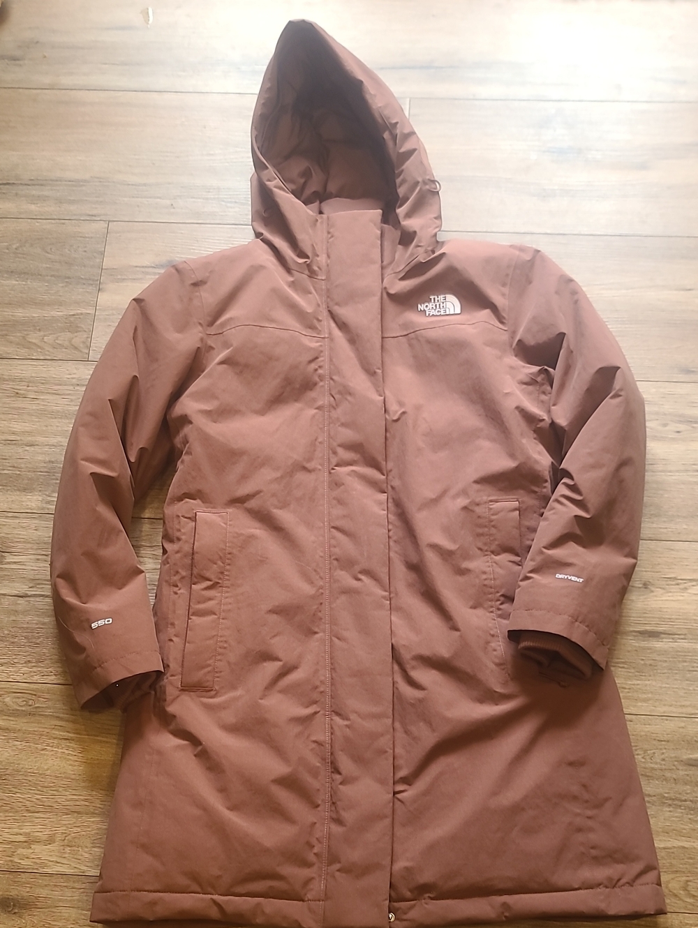 Pre Loved The North Face Women's Hooded Park, Lg, Pink Brown. MISSING ZIP IN FUR